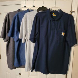 FOUR (4) Carhartt  Men's Contractor Polo Shirts L